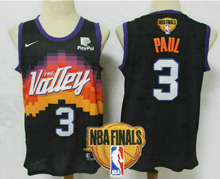 Personalized Men’s Phoenix Suns #3 Chris Paul Black 2021 Finals Patch City Edition NBA Swingman Jersey