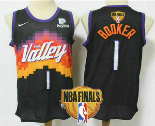Personalized Men’s Phoenix Suns #1 Devin Booker Black 2021 Finals Patch City Edition NBA Swingman Jersey