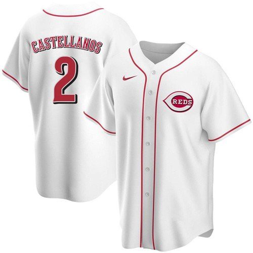 Personalized Men’s Cincinnati Reds #2 Nick Castellanos White 2021 Home Jersey