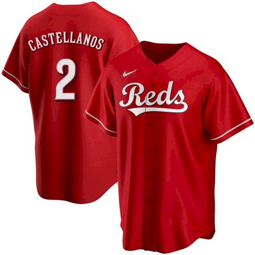 Personalized Men’s Cincinnati Reds #2 Nick Castellanos Red 2021 Alternate Jersey