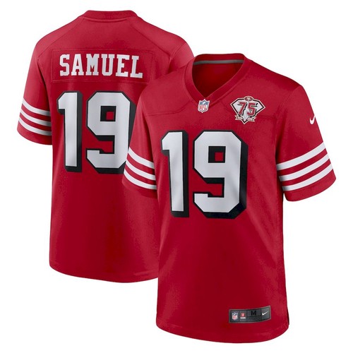 Personalized Men’s San Francisco 49ers #19 Deebo Samuel Scarlet 75th Anniversary Jersey