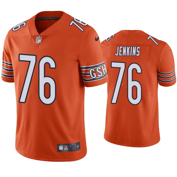 Personalized Men’s Bears #76 Teven Jenkins Orange Men’s Stitched NFL Limited Rush Jersey