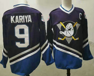 Personalized Men’s Anaheim Ducks #9 Paul Kariya 1995-96 Purple CCM Vintage Throwback Jersey