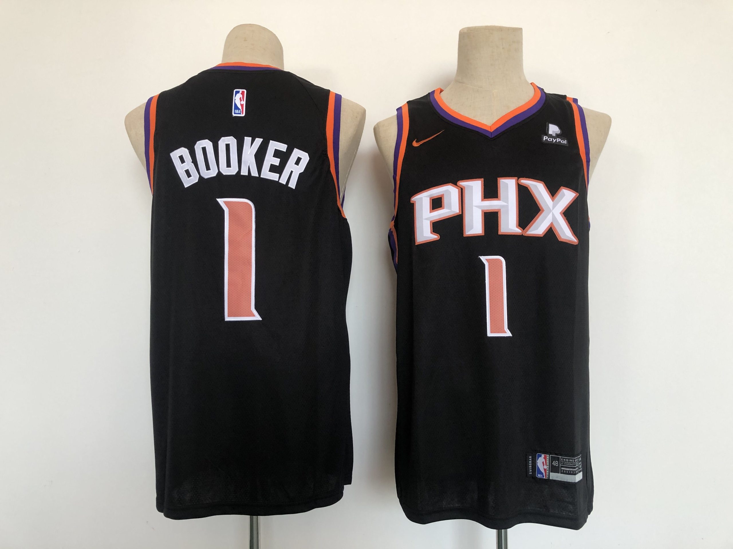 Personalized Men Phoenix Suns 1 Booker Black Game 2021 NBA Jersey