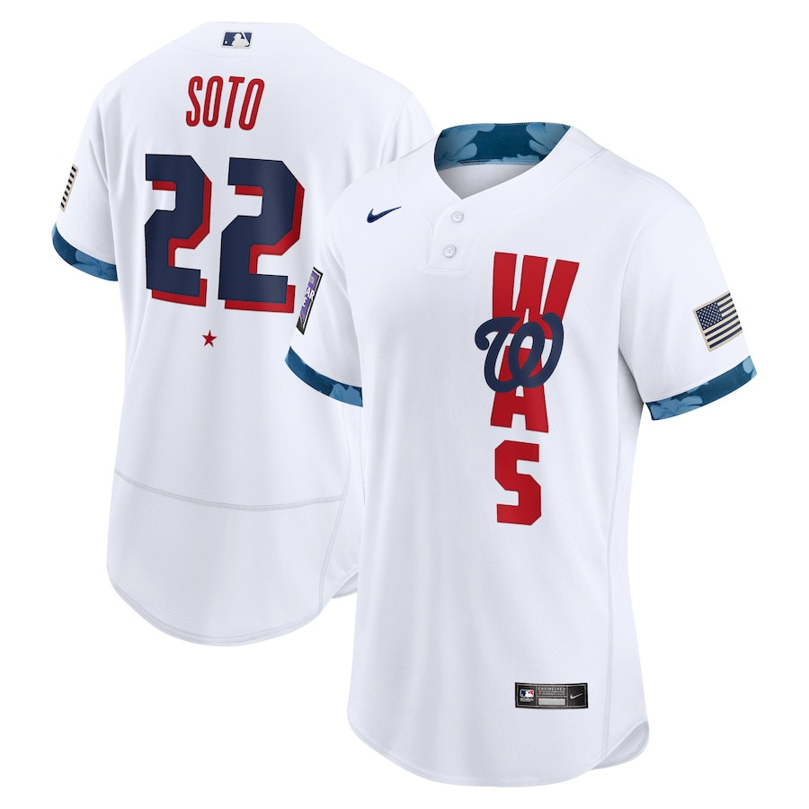 Personalized Men’s Washington #22 Nationals Juan Soto White 2021 MLB All-Star Game Authentic Player Jersey