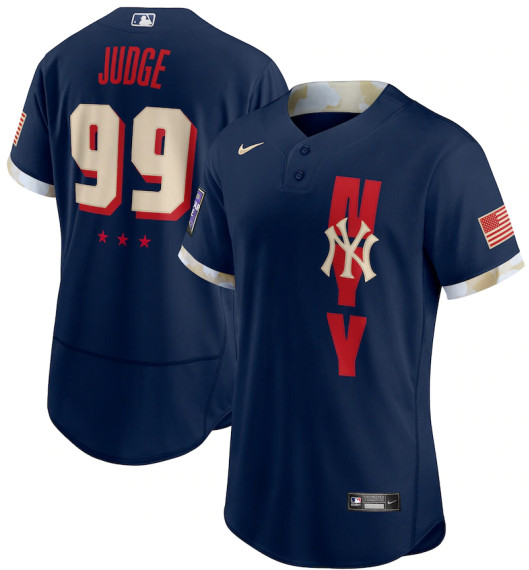 Personalized Men’s New York Yankees #99 Aaron Judge Navy 2021 MLB All-Star Game Authentic Player Jersey