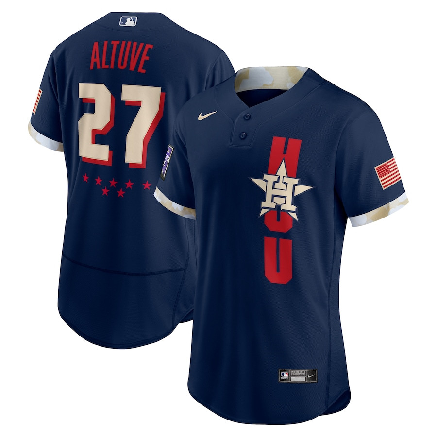 Personalized Men’s Houston Astros #27 Jose Altuve Navy 2021 MLB All-Star Game Authentic Player Jersey