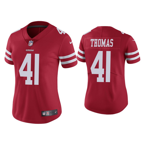 Personalized Women 49ers #41 Ambry Thomas Red Jersey