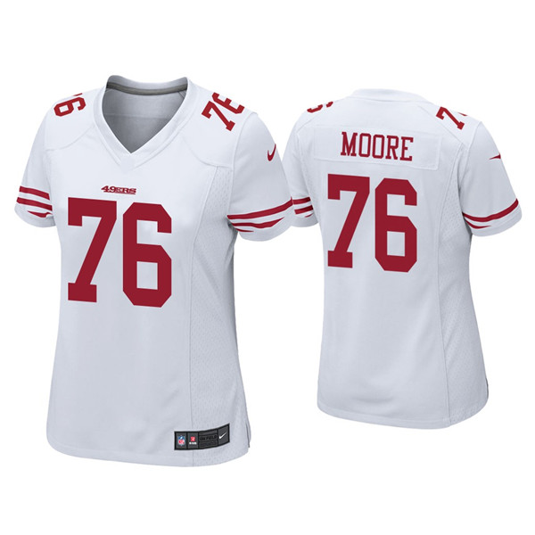 Personalized Women 49ers #76 Jaylon Moore White Jersey
