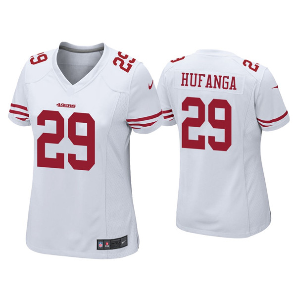 Personalized Women 49ers #29 Talanoa Hufanga White Jersey