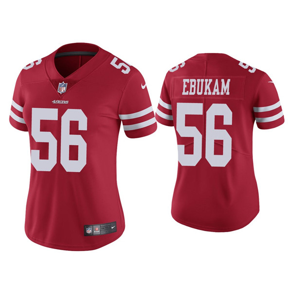 Personalized Women 49ers #56 Samson Ebukam Red limited Jersey