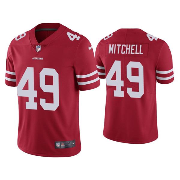 Personalized Men’s 49ers #49 Elijah Mitchell Red Limited Jersey