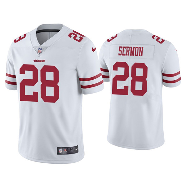 Personalized Men’s 49ers #28 Trey Sermon White Jersey Limited Jersey