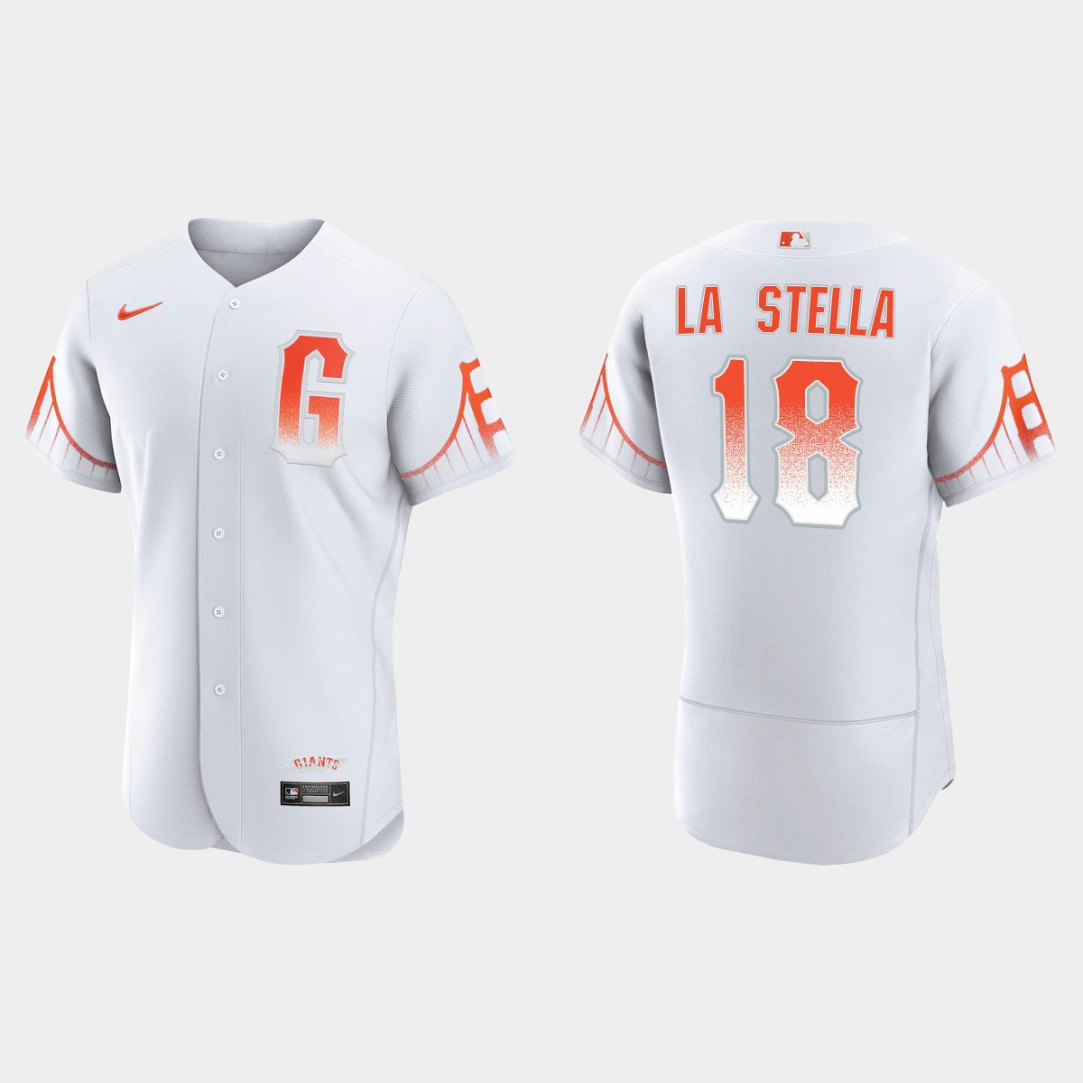 Personalized San Francisco Giants #18 Tommy La Stella Men’s 2021 City Connect Authentic White Jersey