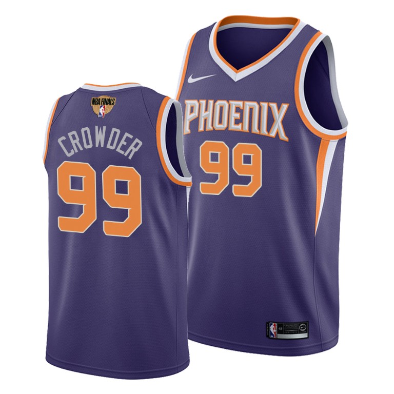 Personalized Suns #99 Jae Crowder Men’s 2021 NBA Finals Bound Swingman Icon Edition Jersey Purple