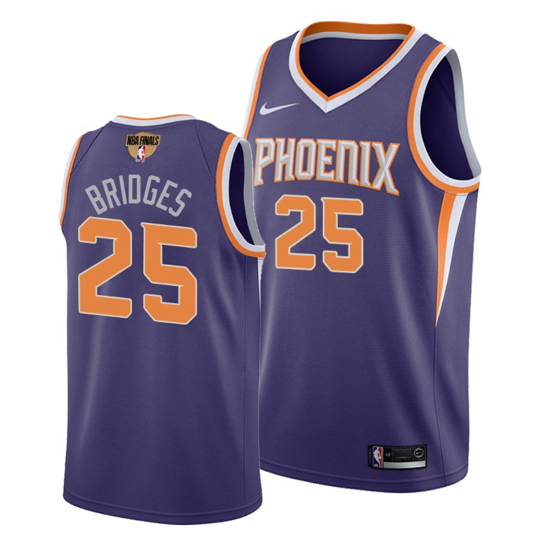 Personalized Suns #25 Mikal Bridges Men’s 2021 NBA Finals Bound Swingman Icon Edition Jersey Purple