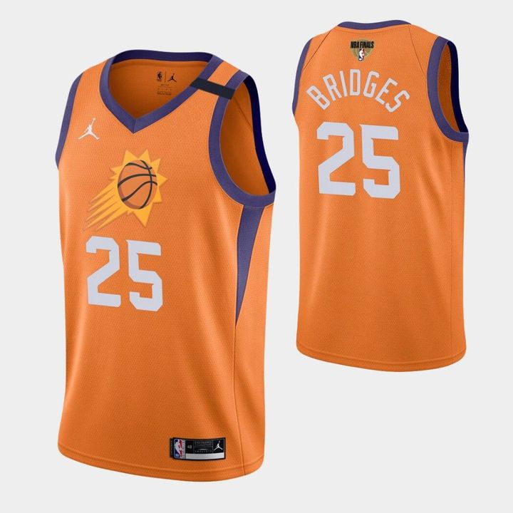 Personalized Phoenix Suns #25 Mikal Bridges Men’s 2021 NBA Finals Bound Statement Edition NBA Jersey Orange