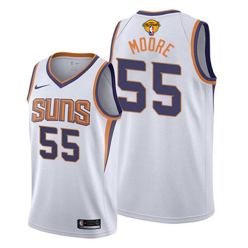 Personalized Suns #55 E’Twaun Moore Men’s 2021 NBA Finals Bound Swingman Association Edition Jersey White