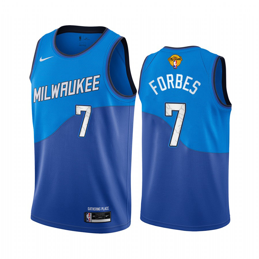 Personalized Bucks #7 Bryn Forbes Men’s 2021 NBA Finals Bound City Edition Jersey Blue