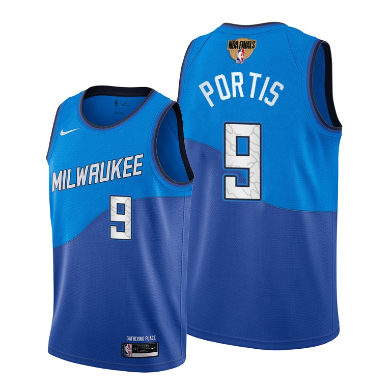 Personalized Bucks #9 Bobby Portis Men’s 2021 NBA Finals Bound City Edition Jersey Blue