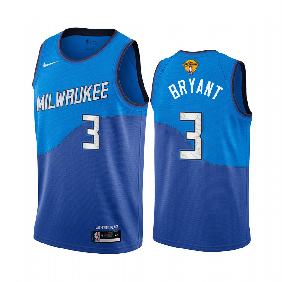 Personalized Bucks #3 Elijah Bryant Men’s 2021 NBA Finals Bound City Edition Jersey Blue