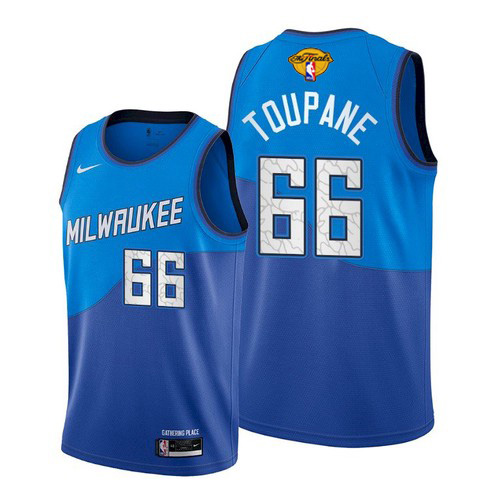 Personalized Bucks #66 Axel Toupane Men’s 2021 NBA Finals Bound City Edition Jersey Blue