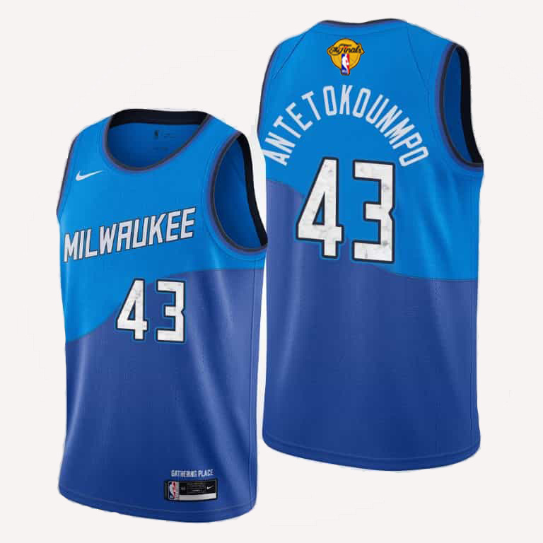 Personalized Bucks #43 Thanasis Antetokounmpo Men’s 2021 NBA Finals Bound City Edition Jersey Blue