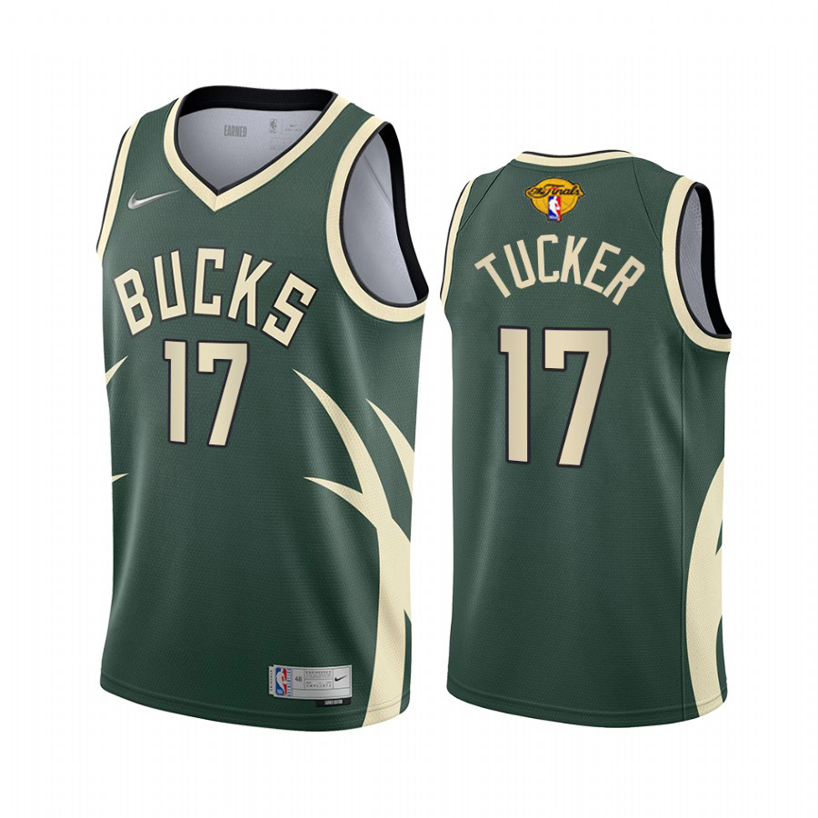 Personalized Milwaukee Bucks #17 P. J. Tucker Men’s 2021 NBA Finals Bound Swingman Earned Edition Jersey Green