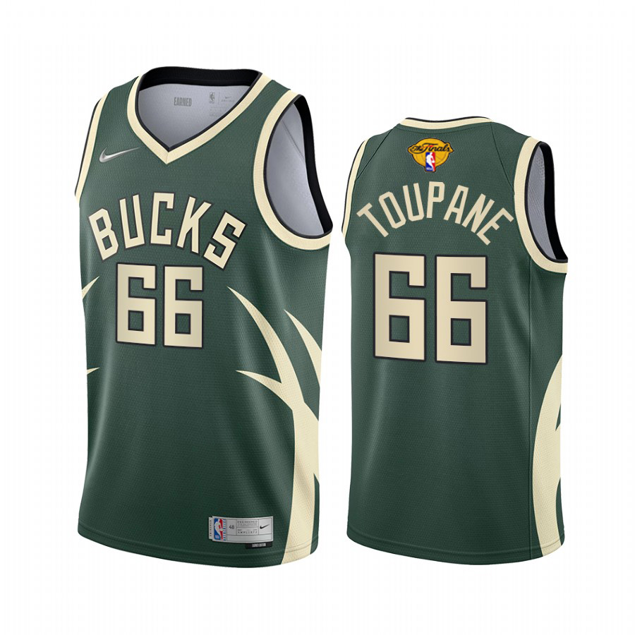 Personalized Milwaukee Bucks #66 Axel Toupane Men’s 2021 NBA Finals Bound Swingman Earned Edition Jersey Green