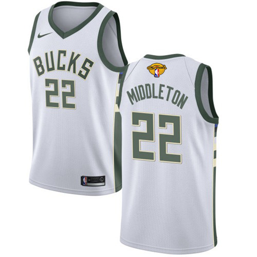 Personalized Bucks #22 Khris Middleton Men’s 2021 NBA Finals Bound Swingman Association Edition Jersey White