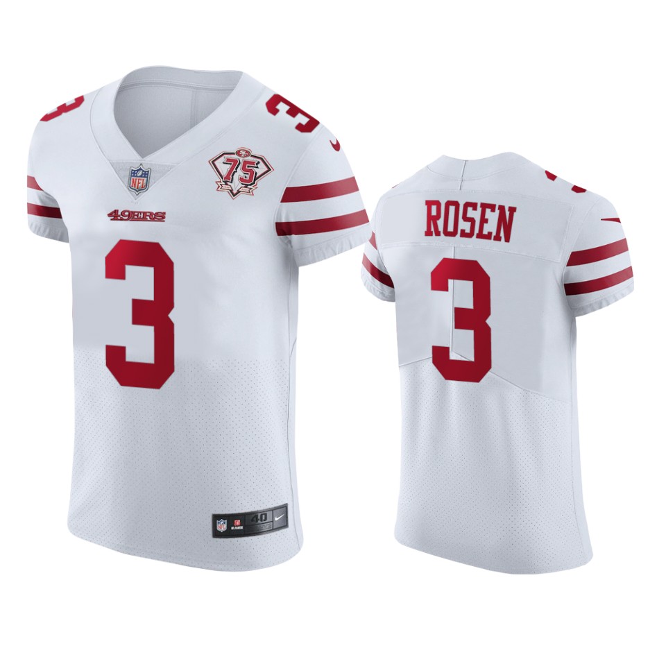 Personalized 49ers #3 Josh Rosen White Men’s 75th Anniversary Stitched NFL Untouchable Elite Jersey