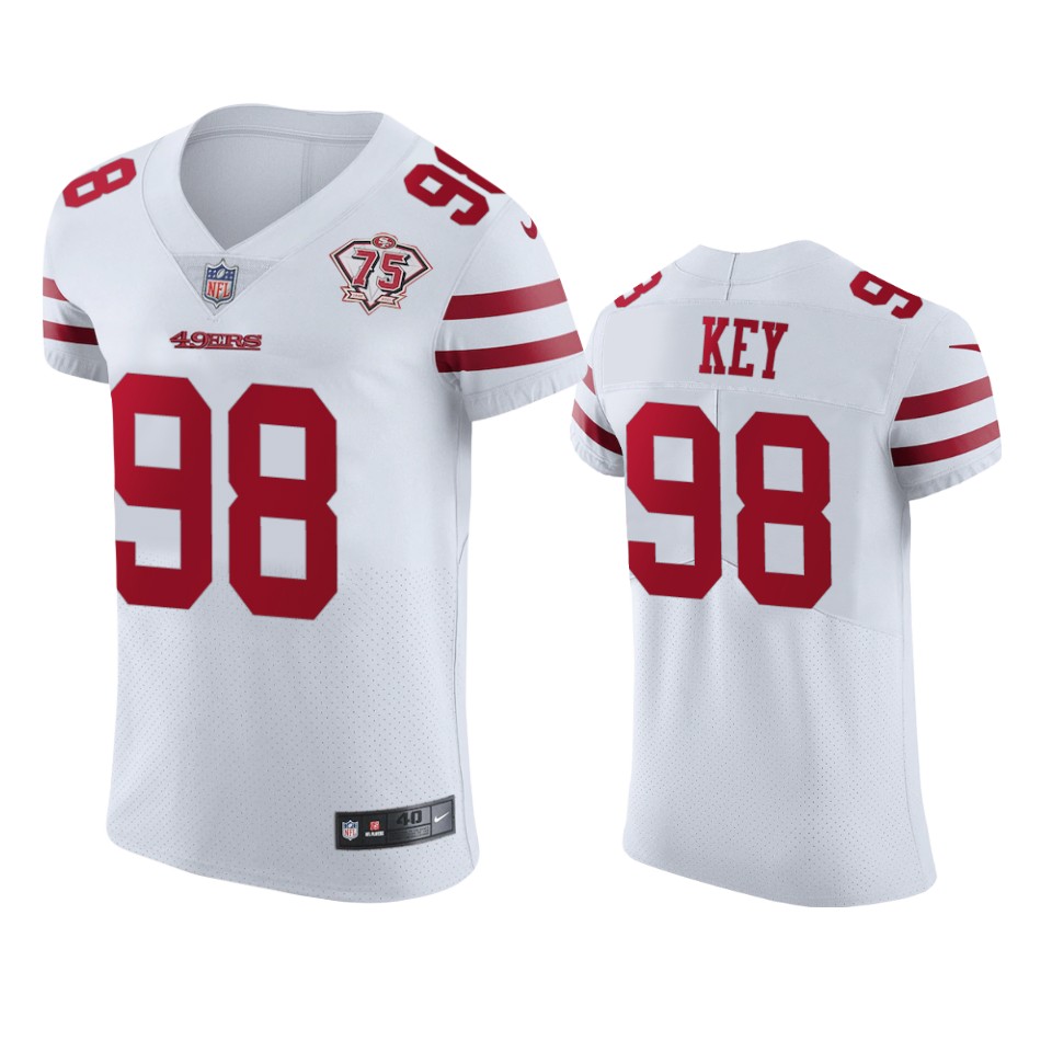 Personalized 49ers #98 Arden Key White Men’s 75th Anniversary Stitched NFL Untouchable Elite Jersey