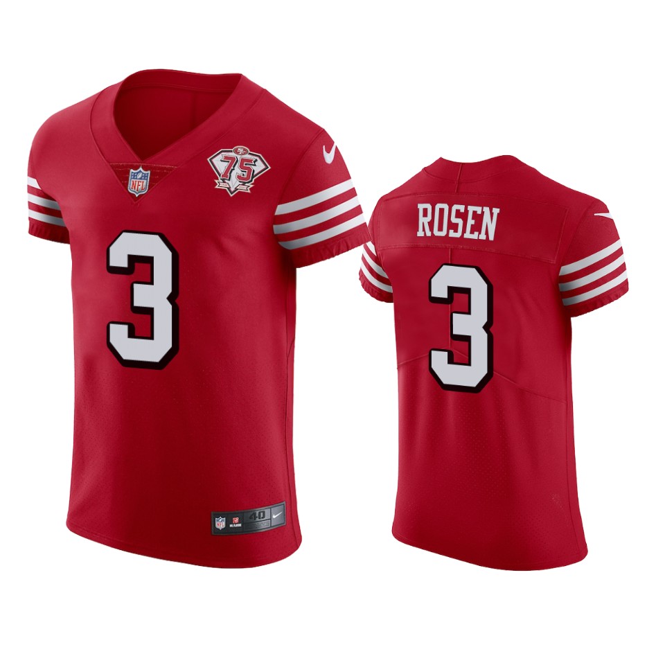 Personalized 49ers #3 Josh Rosen Red Rush Men’s 75th Anniversary Stitched NFL Untouchable Elite Jersey