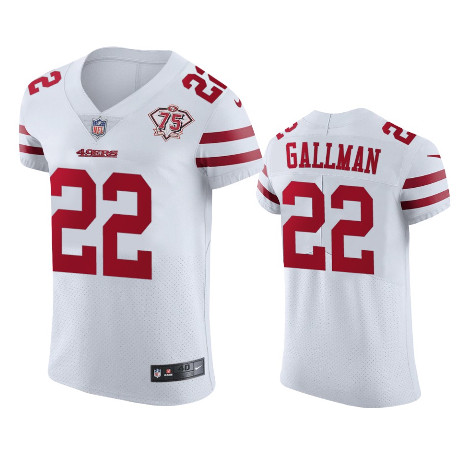 Personalized 49ers #22 Wayne Gallman White Men’s 75th Anniversary Stitched NFL Untouchable Elite Jersey