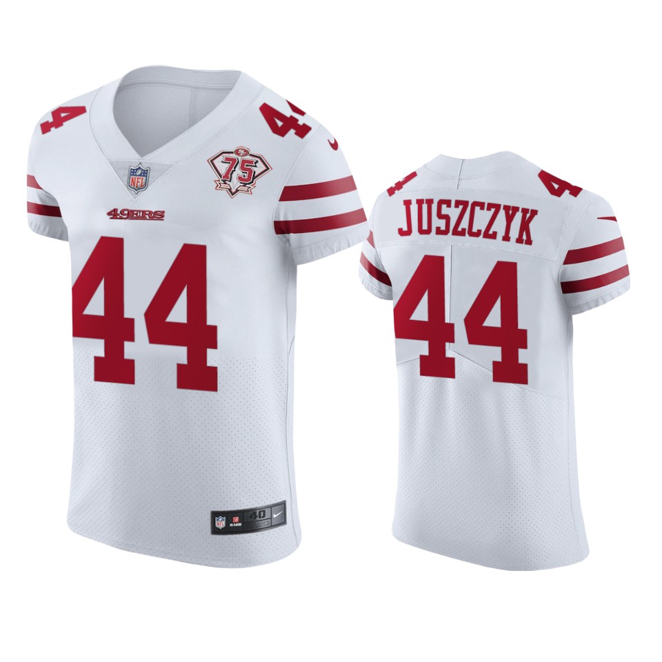 Personalized 49ers #44 kyle juszczyk White Men’s 75th Anniversary Stitched NFL Untouchable Elite Jersey