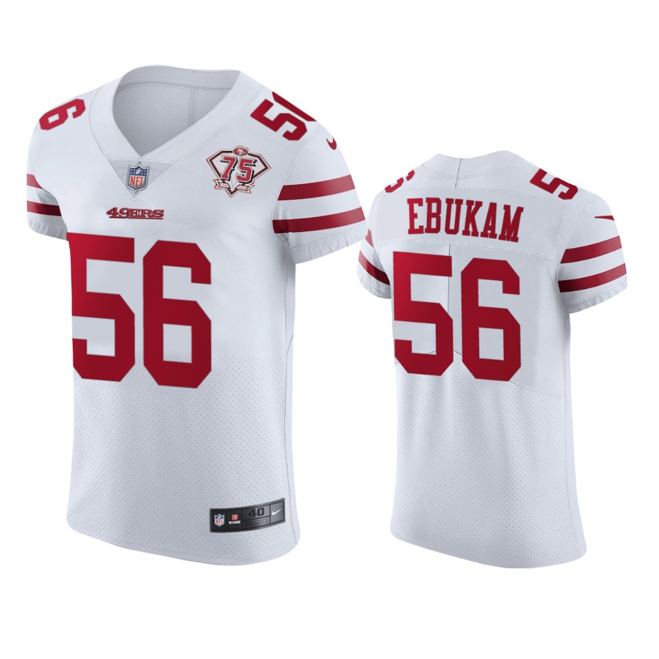 Personalized 49ers #56 Samson Ebukam White Men’s 75th Anniversary Stitched NFL Untouchable Elite Jersey