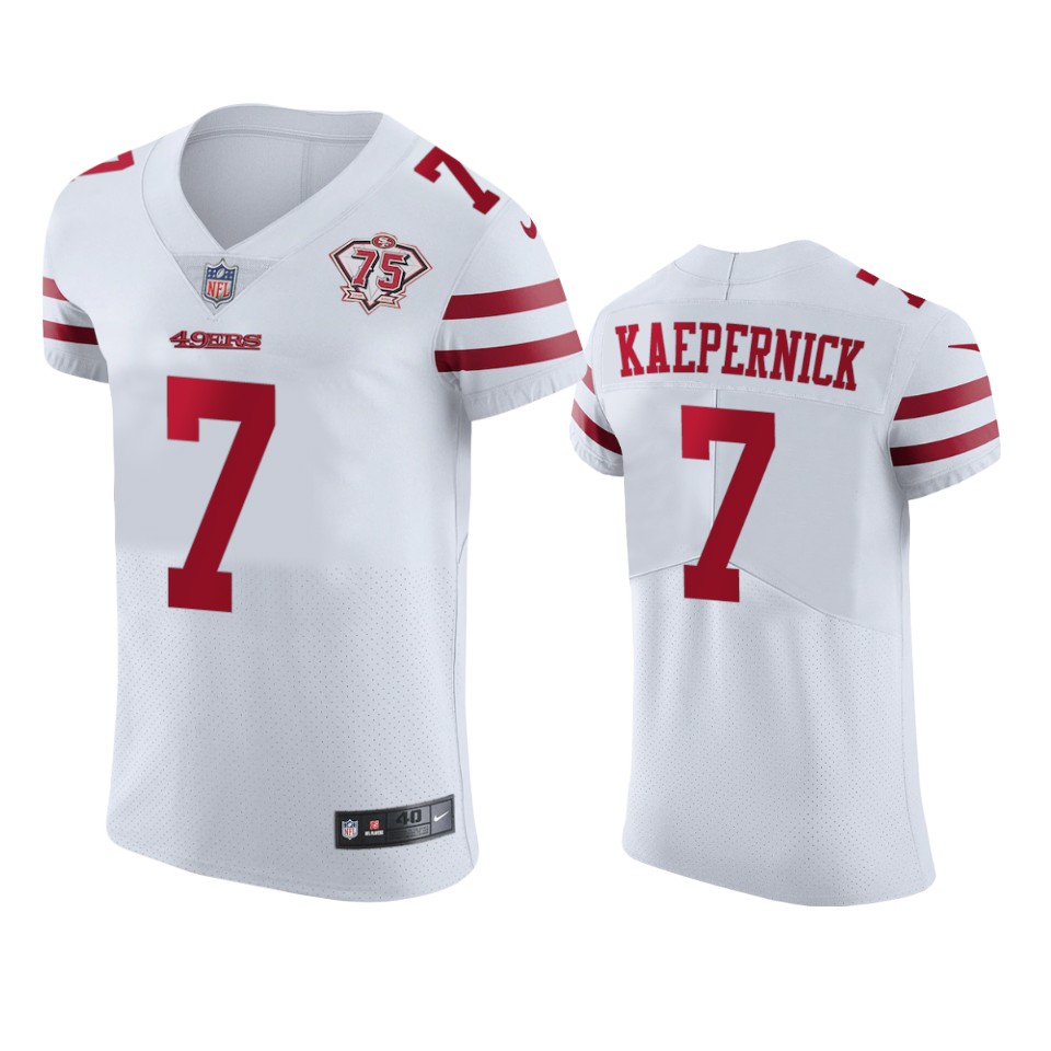 Personalized 49ers #7 Colin Kaepernick White Men’s 75th Anniversary Stitched NFL Untouchable Elite Jersey