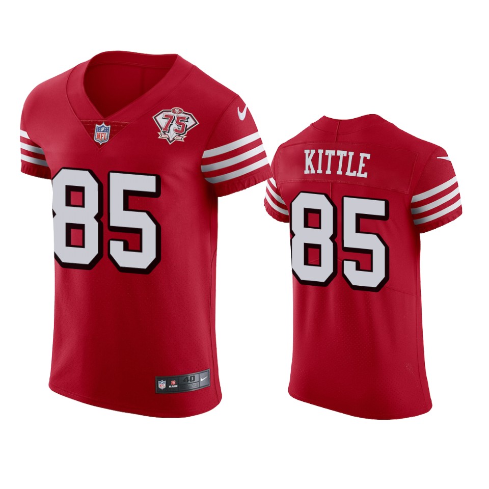 Personalized 49ers #85 George Kittle Red Rush Men’s 75th Anniversary Stitched NFL Untouchable Elite Jersey