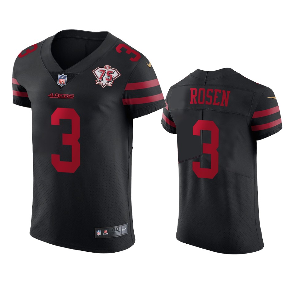 Personalized 49ers #3 Josh Rosen Black Alternate Men’s 75th Anniversary Stitched NFL Untouchable Elite Jersey
