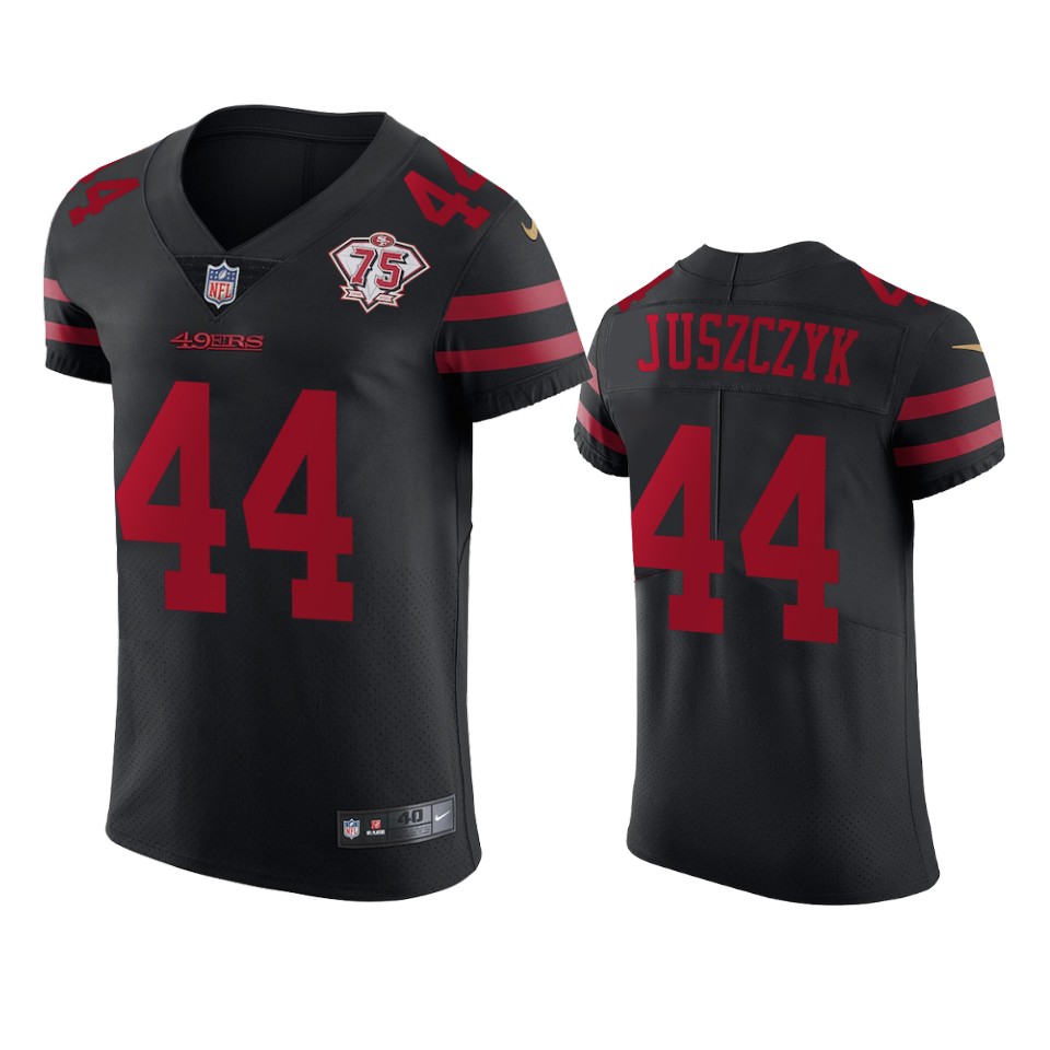 Personalized 49ers #44 kyle juszczyk Black Alternate Men’s 75th Anniversary Stitched NFL Untouchable Elite Jersey