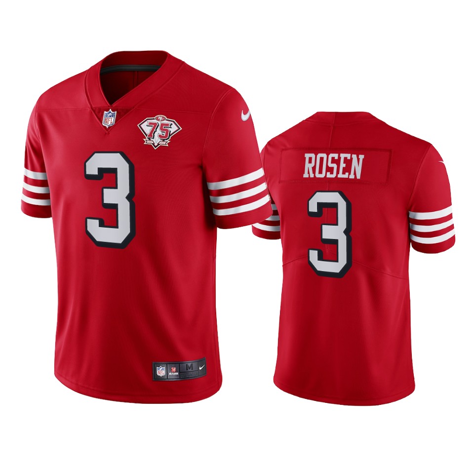 Personalized 49ers #3 Josh Rosen Red Rush Men’s 75th Anniversary Stitched NFL Untouchable Limited Jersey