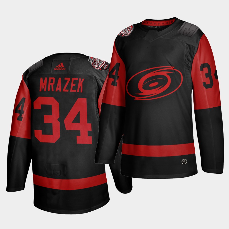 Personalized Carolina Hurricanes #34 Petr Mrazek Black Men’s 2021 Stadium Series Outdoor Game Jersey