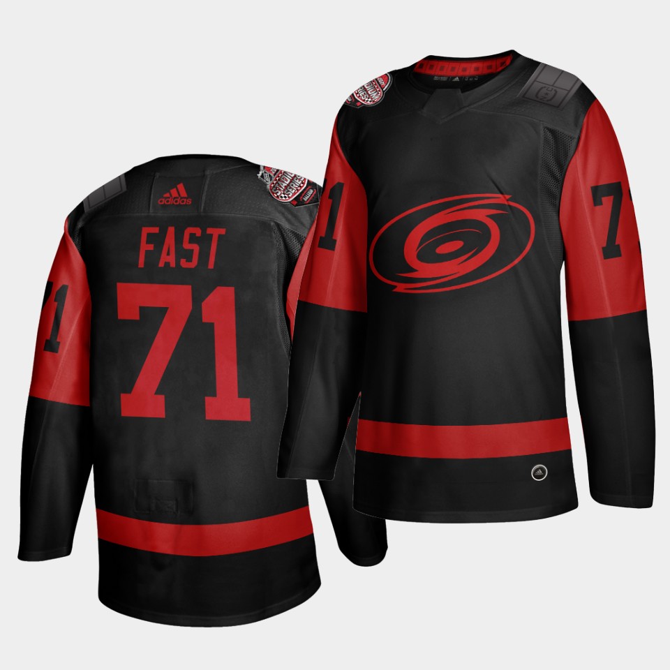 Personalized Carolina Hurricanes #71 Jesper Fast Black Men’s 2021 Stadium Series Outdoor Game Jersey
