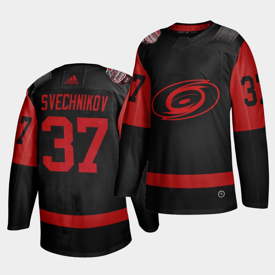 Personalized Carolina Hurricanes #37 Andrei Svechnikov Black Men’s 2021 Stadium Series Outdoor Game Jersey