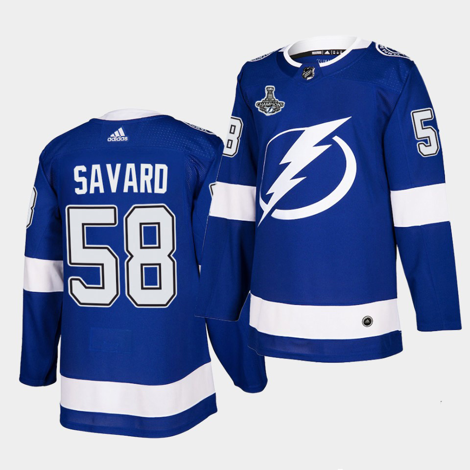 Personalized Lightning #58 David Savard Blue Home Authentic 2021 Stanley Cup Champions Jersey