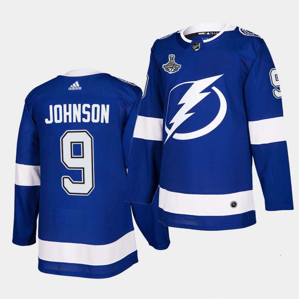 Personalized Lightning #9 Tyler Johnson Blue Home Authentic 2021 Stanley Cup Champions Jersey