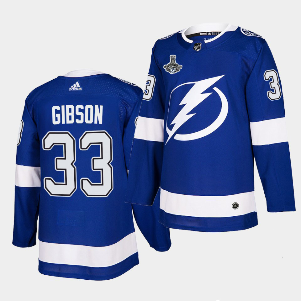 Personalized Lightning #33 Christopher Gibson Blue Home Authentic 2021 Stanley Cup Champions Jersey