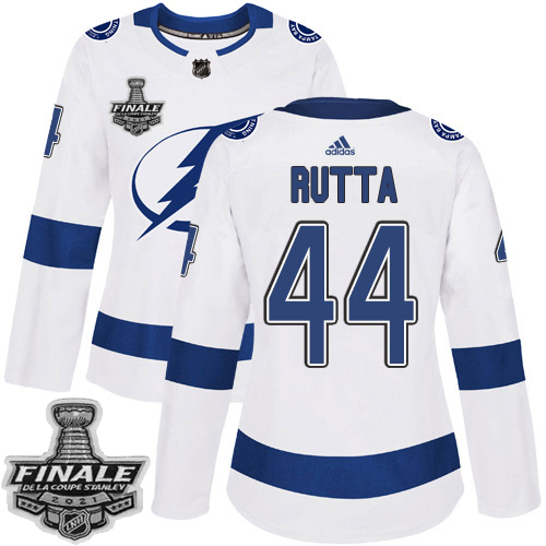 Personalized Lightning #44 Jan Rutta White Road Authentic Women’s 2021 NHL Stanley Cup Final Patch Jersey