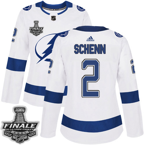 Personalized Lightning #2 Luke Schenn White Road Authentic Women’s 2021 NHL Stanley Cup Final Patch Jersey
