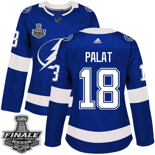 Personalized Lightning #18 Ondrej Palat Blue Home Authentic Women’s 2021 NHL Stanley Cup Final Patch Jersey